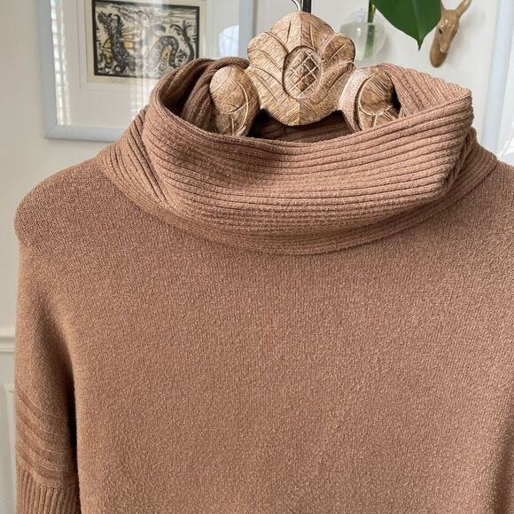 Lafayette 148 Cashmere Cowl Neck Sweater Tunic Caramel Pockets XS S M - Picture 3 of 8